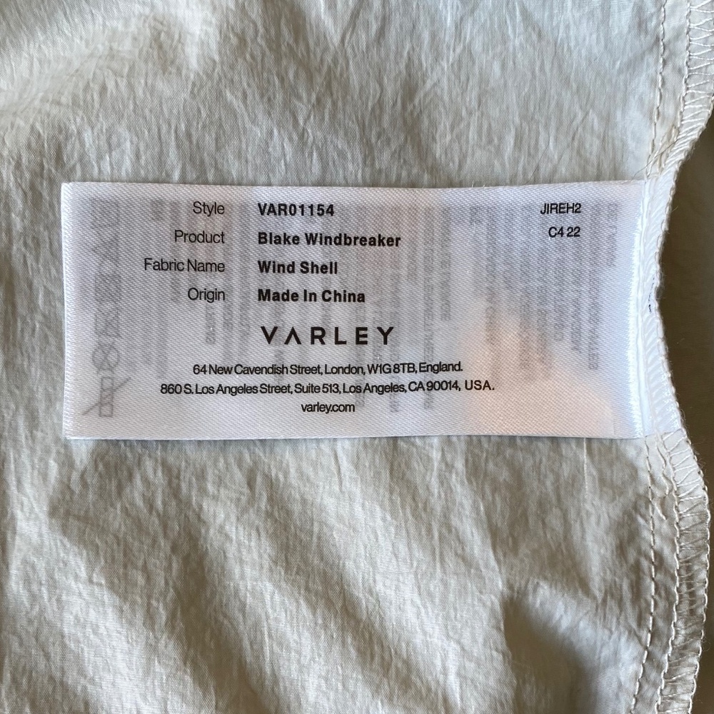 Varley Cream Zip-Up Hooded Windbreaker Jacket - Picture 9 of 11